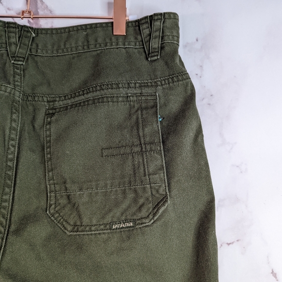 Prana Shorts 34 Mens Organic Cotton Green Cargo Bermuda - Picture 12 of 12